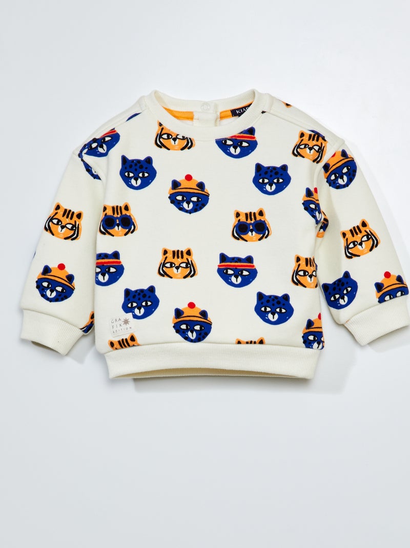 Sweat en velvet avec motif fantaisie Blanc - Kiabi