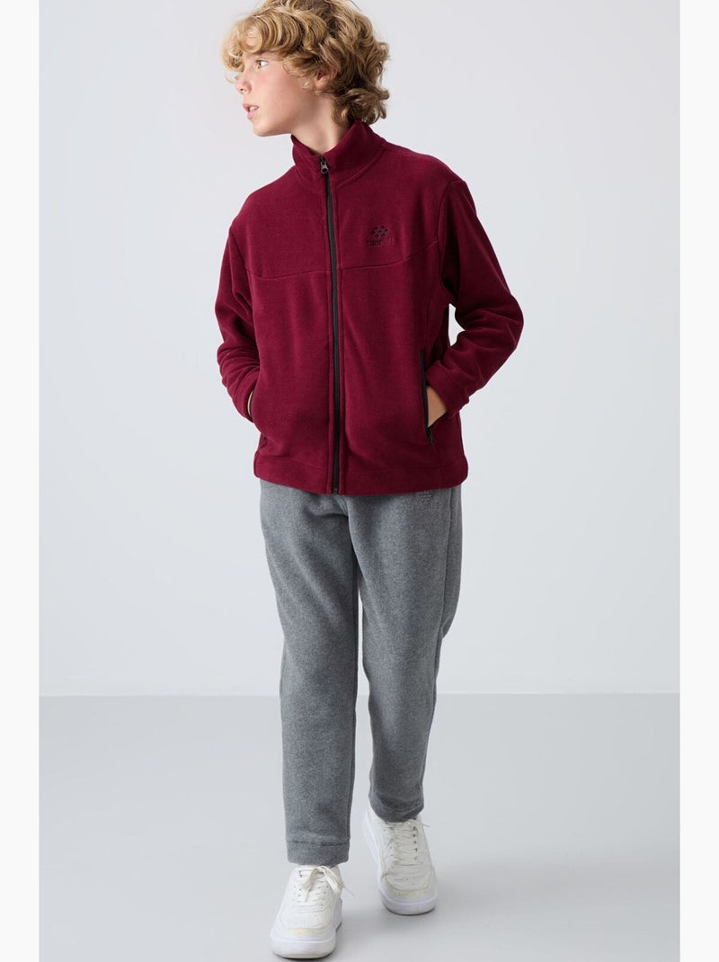 Sweat enfant à col zippé tommy Rouge bordeaux - Kiabi