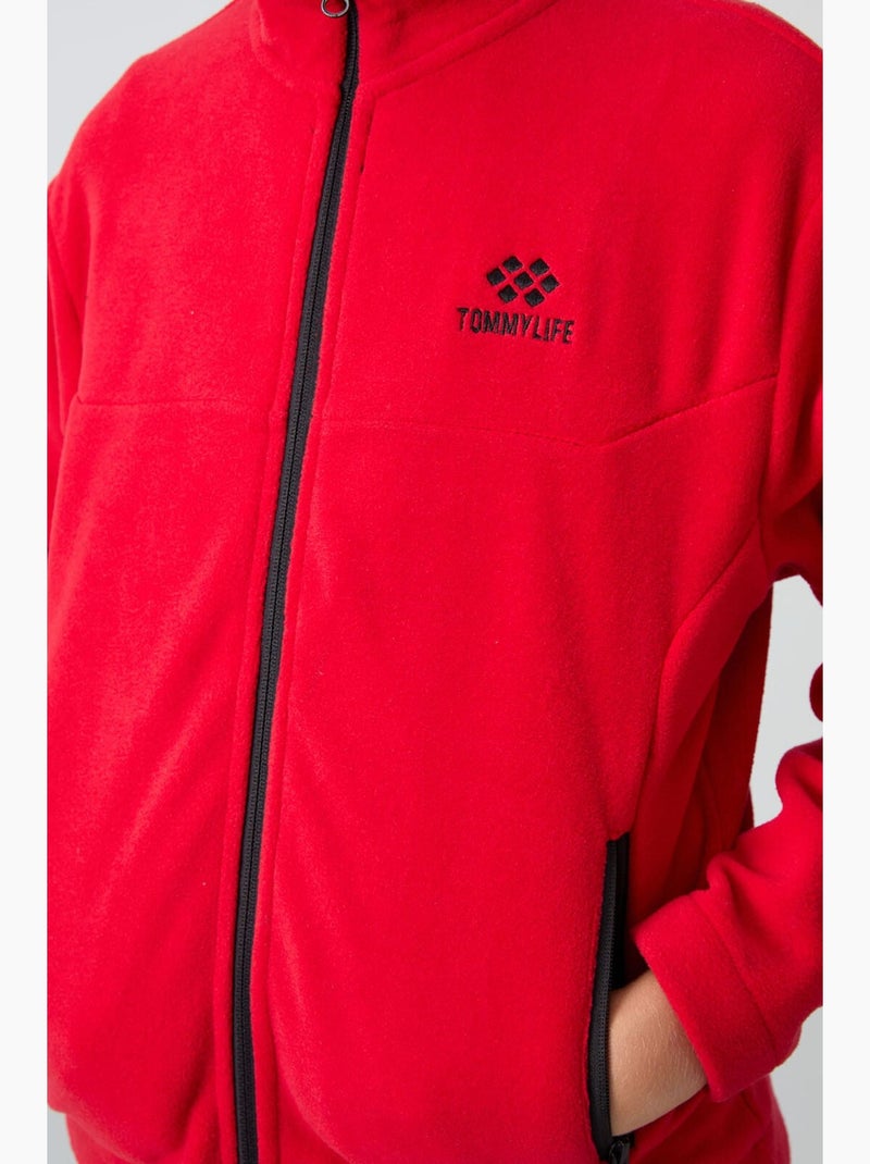 Sweat enfant à col zippé tommy Rouge - Kiabi