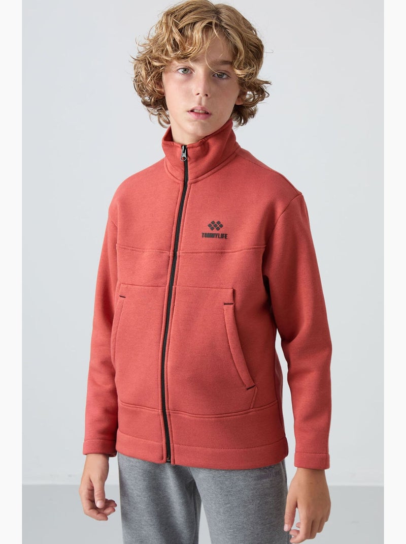 Sweat enfant à col zippé tommy Rouge - Kiabi