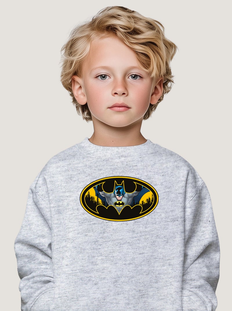 Sweat Enfant BATMAN LOGO COULEUR Gris chiné - Kiabi