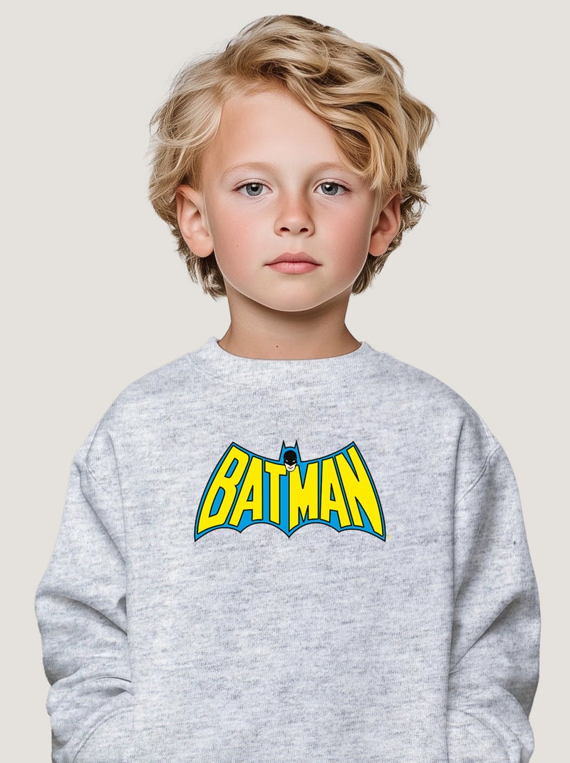 Sweat Enfant BATMAN LOGO YELLOW BLUE Gris chiné - Kiabi