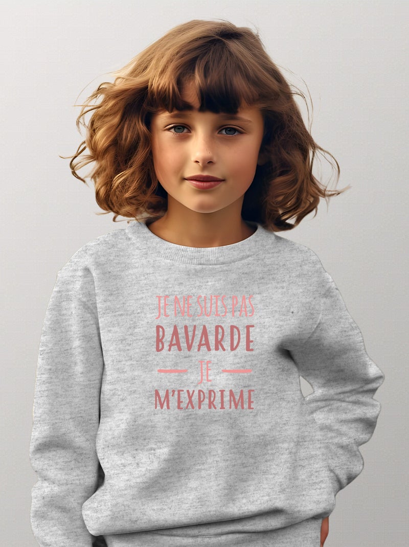 Sweat Enfant BAVARDE Gris chiné - Kiabi