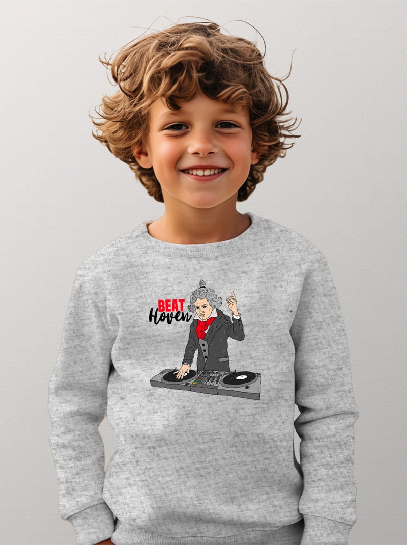 Sweat Enfant BEAT HOVEN Gris chiné - Kiabi