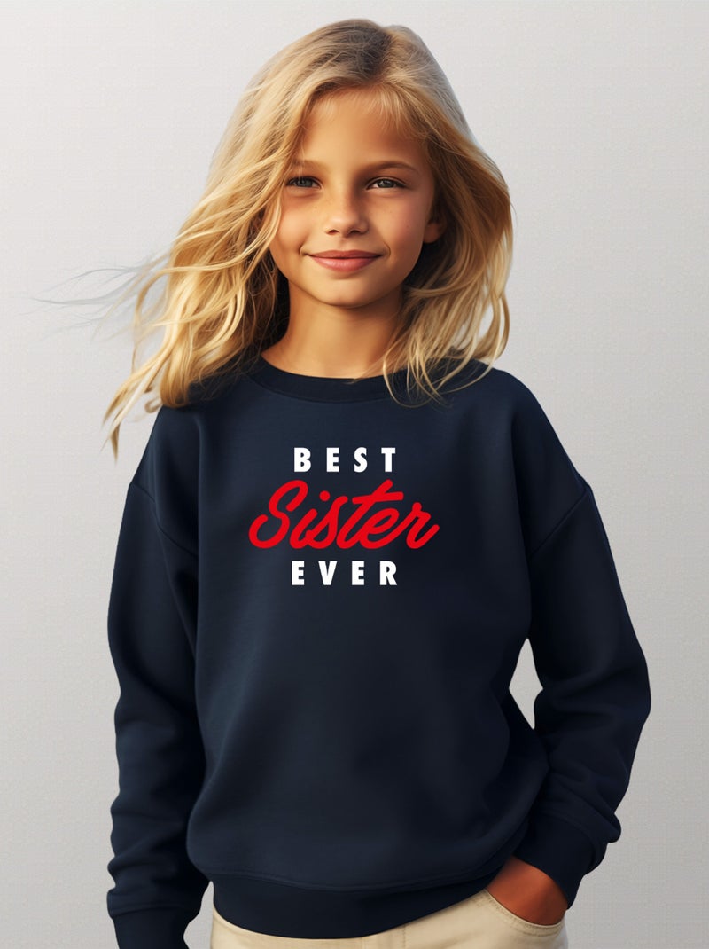Sweat Enfant BEST SISTER EVER Bleu marine - Kiabi