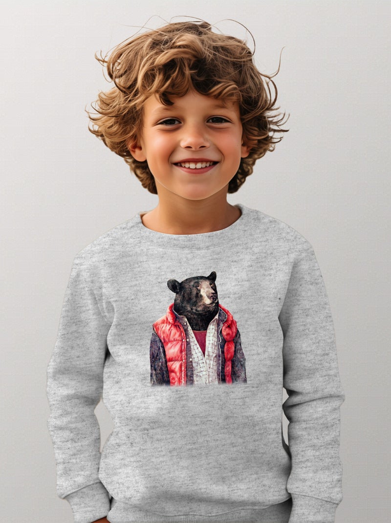 Sweat Enfant BLACK BEAR Gris chiné - Kiabi