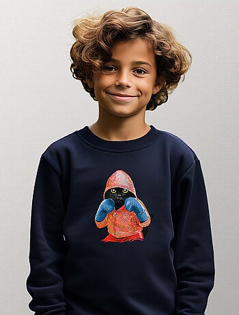 Sweat Enfant BOXING CAT BLACK
