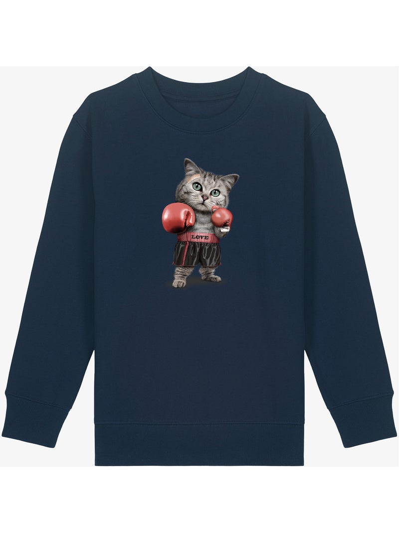 Sweat Enfant BOXING CAT Bleu marine - Kiabi