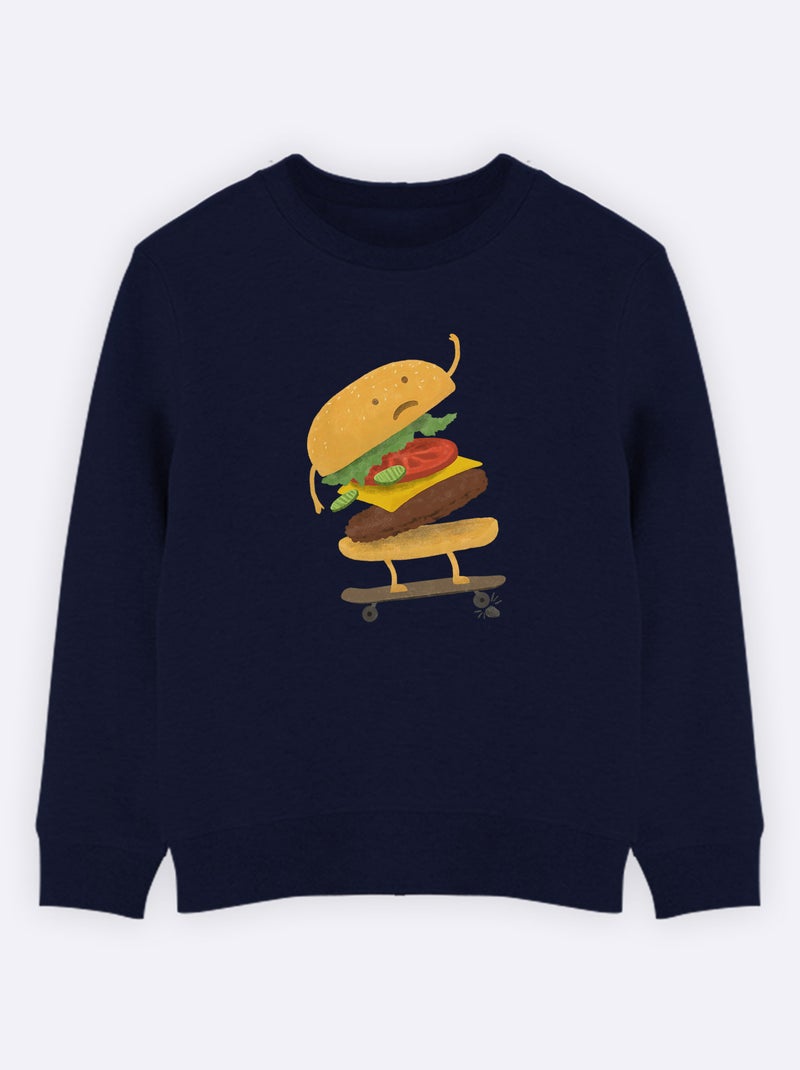 Sweat Enfant BURGER WIPEOUT Bleu marine - Kiabi
