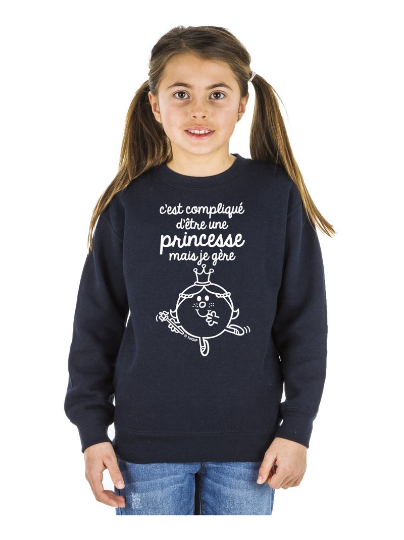 Sweat Enfant C'EST COMPLIQUÉ D'ÊTRE UNE PRINCESSE Bleu marine - Kiabi