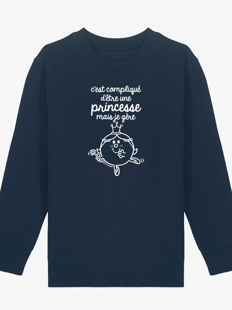 Sweat Enfant C'EST COMPLIQUÉ D'ÊTRE UNE PRINCESSE Bleu marine - Kiabi