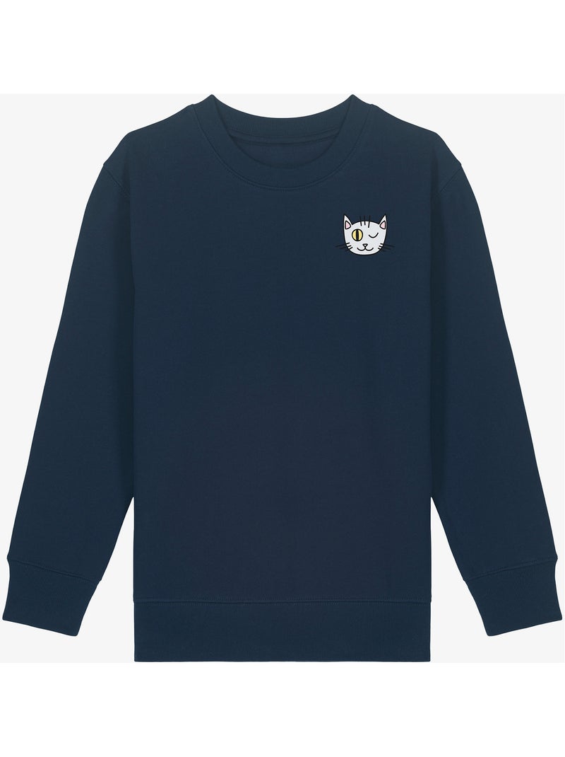 Sweat Enfant CHAT CLIN DOEIL CŒUR Bleu marine - Kiabi