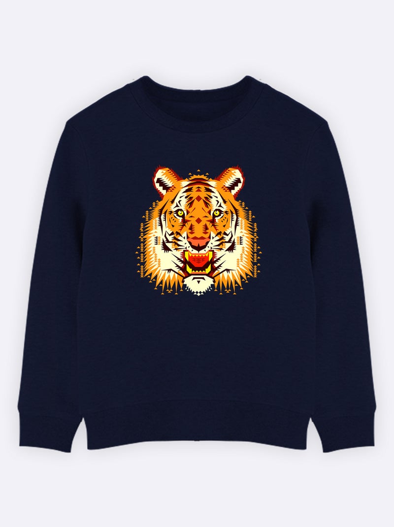 Sweat Enfant CHOBOPOP GEOMETRIC TIGER Bleu marine - Kiabi