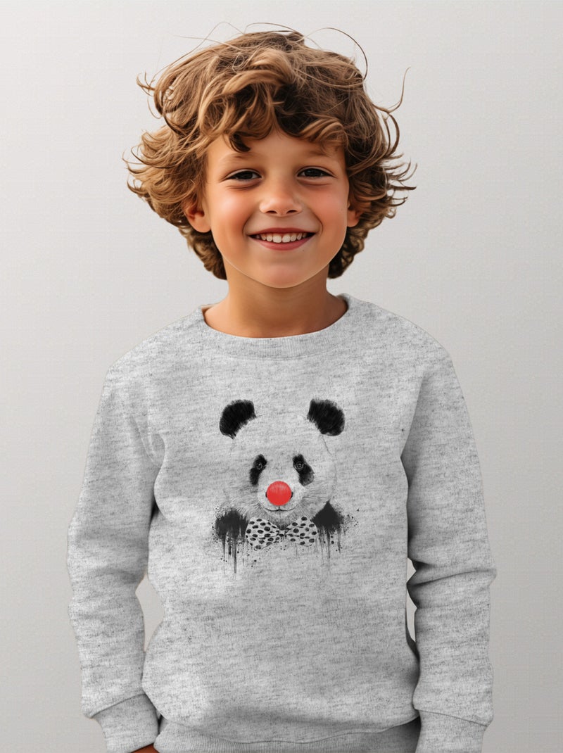 Sweat Enfant CLOWN PANDA Gris chiné - Kiabi