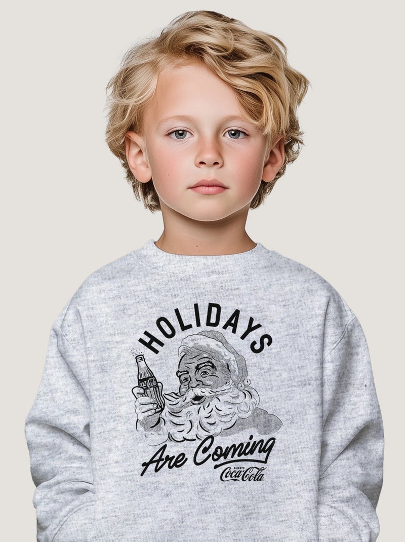 Sweat Enfant COCA COLA HOLIDAYS ARE COMING Gris chiné - Kiabi