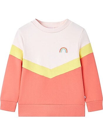Sweat enfant col rond coton élasthanne à broderie arc-en-ciel - vidaxl