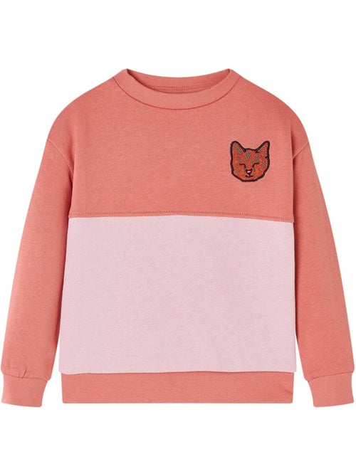Sweat enfant color block patch chat col rond manche longue - vidaxl - Kiabi Sweat enfant color block patch chat col rond manche longue - vidaxl - Kiabi