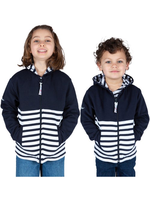 Sweat enfant en coton 'breizh océan', veste molleton coupe droite - Kiabi Sweat enfant en coton 'breizh océan', veste molleton coupe droite - Kiabi