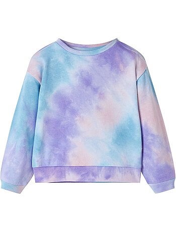 Sweat enfant en coton col rond tie-dye pastel - vidaxl