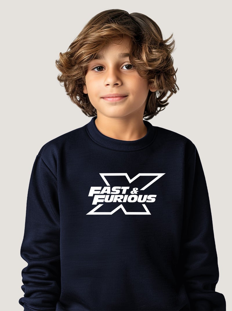 Sweat Enfant FAST AND FURIOUS LOGO Bleu marine - Kiabi