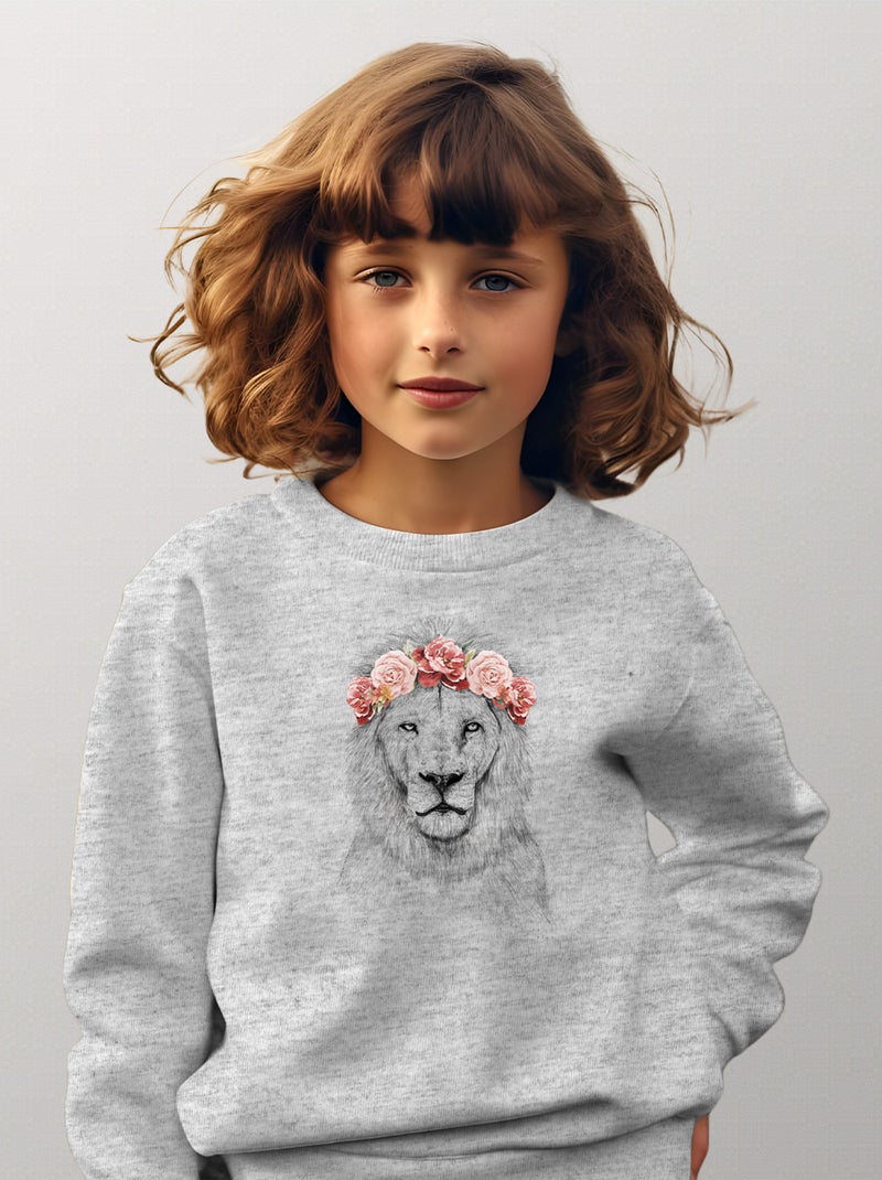 Sweat Enfant FESTIVAL LION SPRING Gris chiné - Kiabi