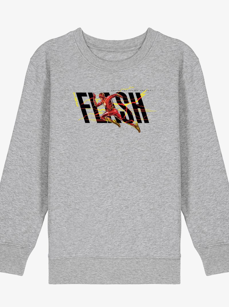 Sweat Enfant FLASH BLACK SAVING THE FUTURE AND PAST Gris chiné - Kiabi