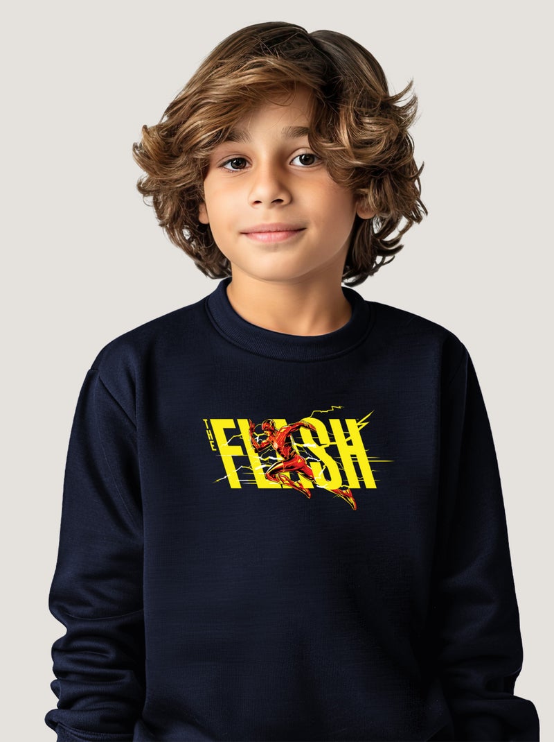 Sweat Enfant FLASH YELLOW SAVING THE FUTURE AND PAST Bleu marine - Kiabi