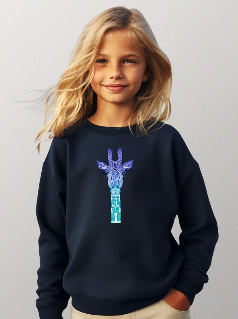Sweat Enfant GIRAFFE MINT Bleu marine - Kiabi