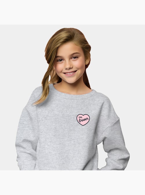 Sweat Enfant GIRL POWER PINK HEART - Kiabi