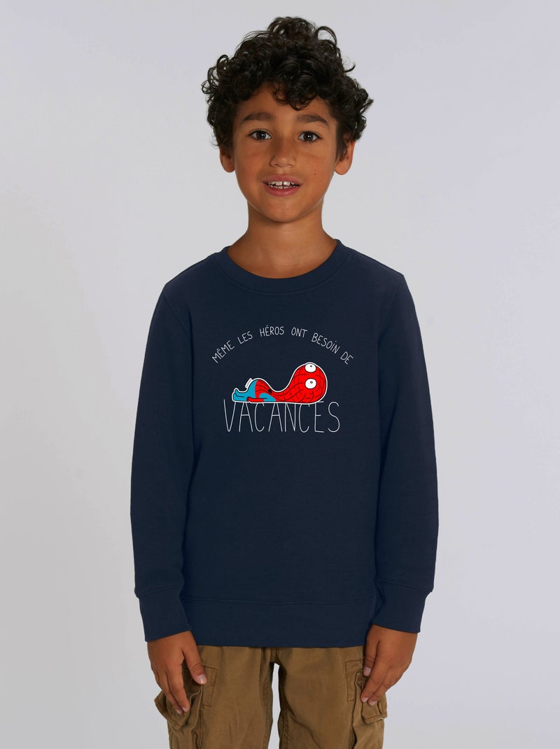 Sweat Enfant HEROS VACANCES SPIDER Bleu marine - Kiabi