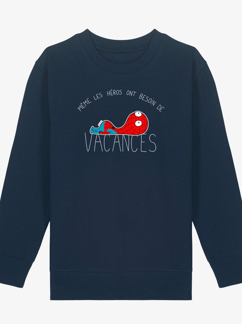 Sweat Enfant HEROS VACANCES SPIDER Bleu marine - Kiabi
