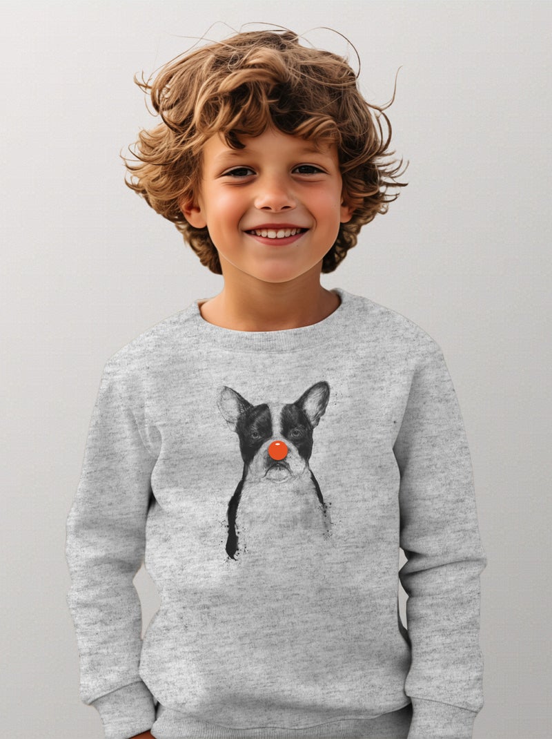 Sweat Enfant I'M NOT YOUR CLOWN Gris chiné - Kiabi