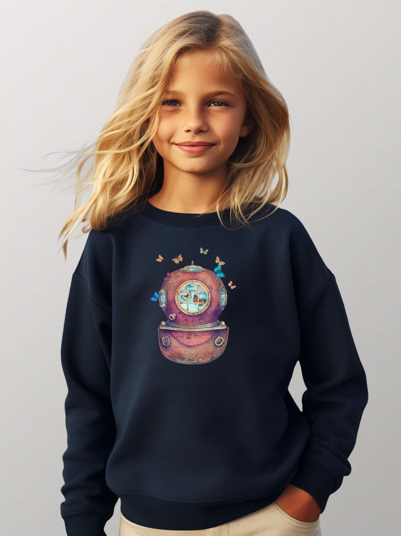 Sweat Enfant INNER SPACE SQUARE Bleu marine - Kiabi