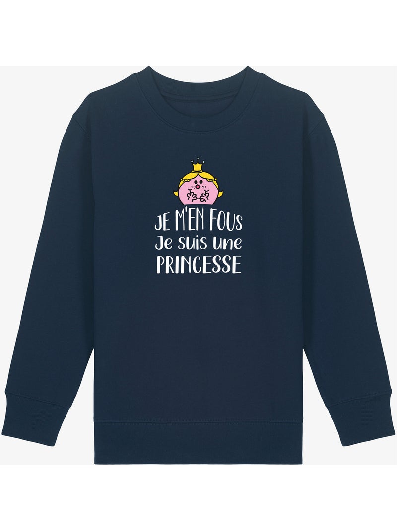 Sweat Enfant JE M EN FOUS JE SUIS UNE PRINCESSE Bleu marine - Kiabi