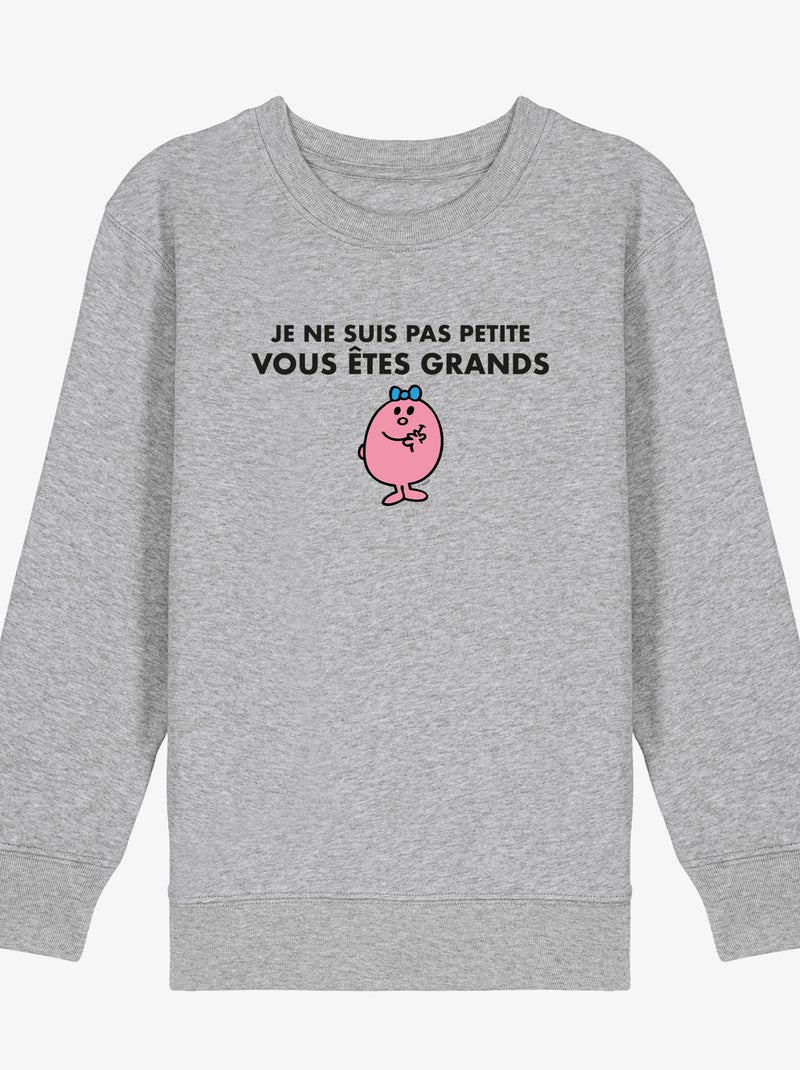 Sweat Enfant JE NE SUIS PAS PETITE VOUS ETES GRANDS Gris chiné - Kiabi