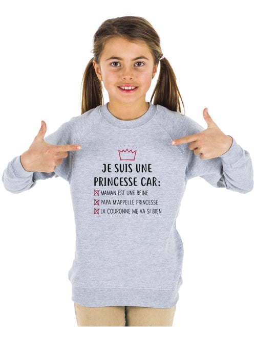 Sweat Enfant JE SUIS UNE PRINCESSE CAR MAMAN EST UNE REINE… - Kiabi
