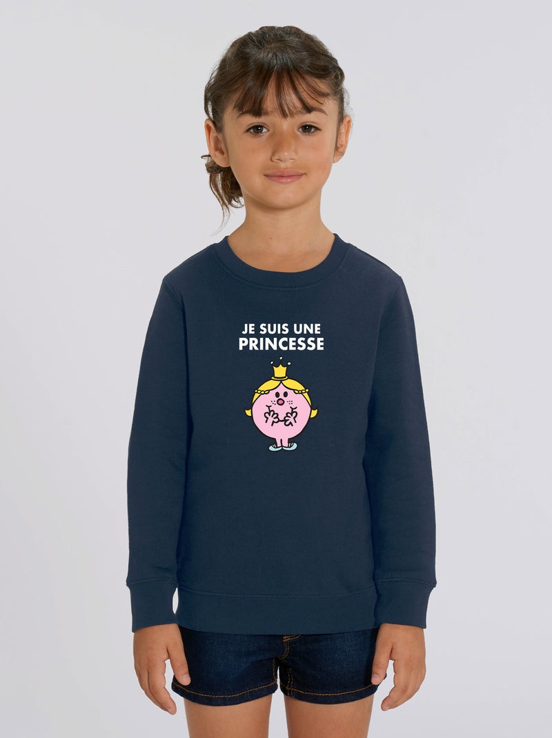 Sweat Enfant JE SUIS UNE PRINCESSE FACE Bleu marine - Kiabi