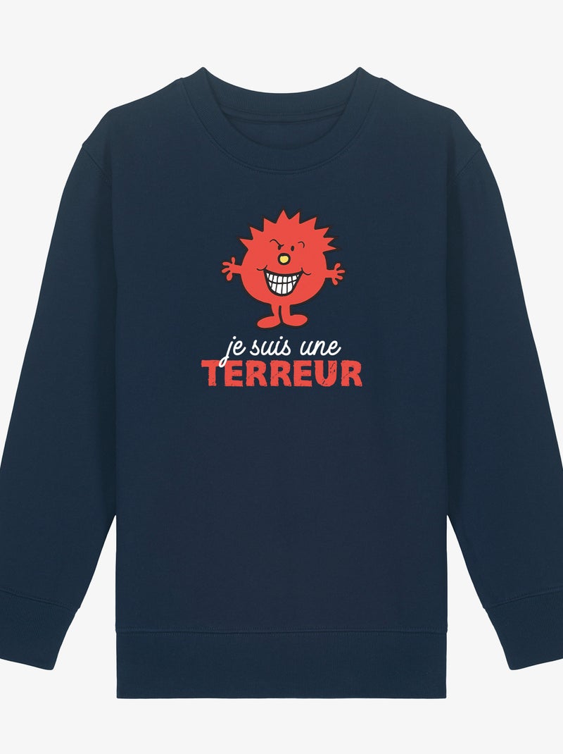 Sweat Enfant JE SUIS UNE TERREUR Bleu marine - Kiabi