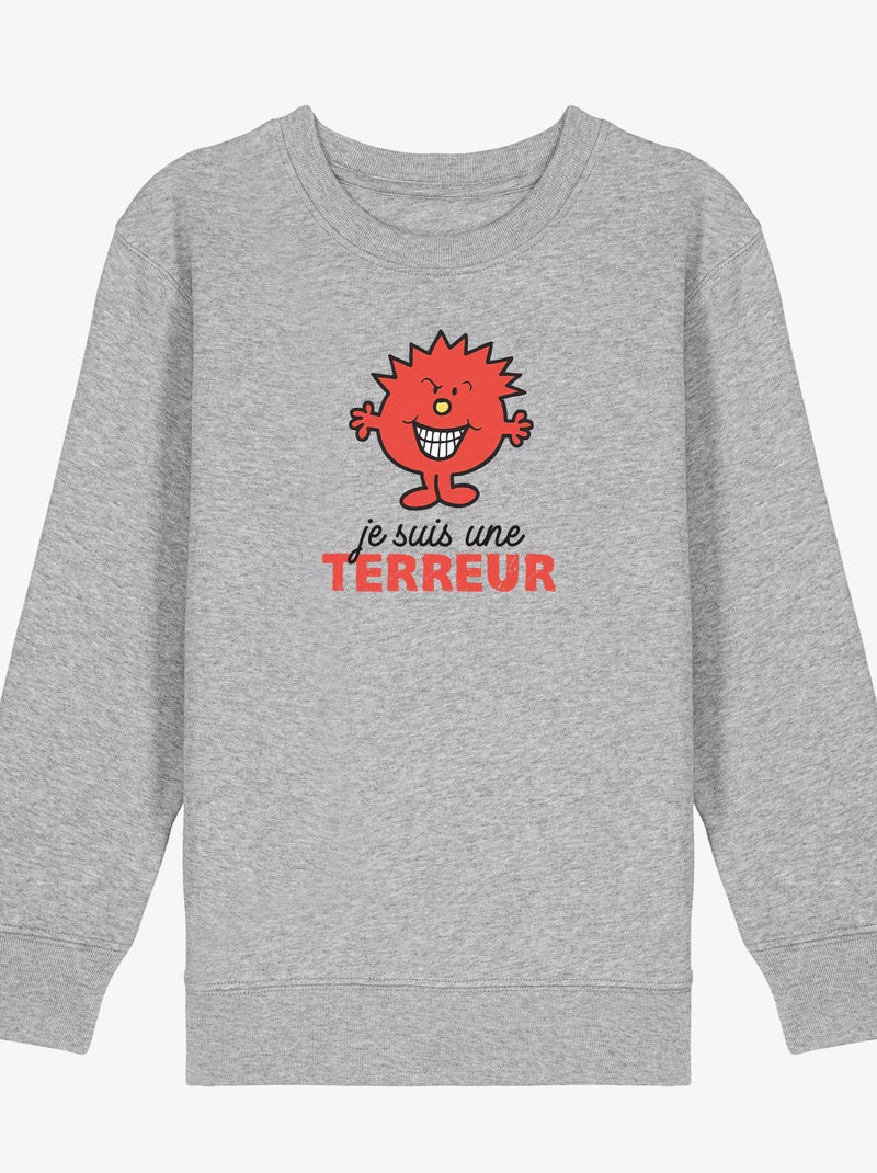 Sweat Enfant JE SUIS UNE TERREUR Gris chiné - Kiabi