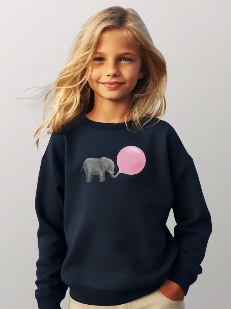Sweat Enfant JUMBO BUBBLE GUM Bleu marine - Kiabi