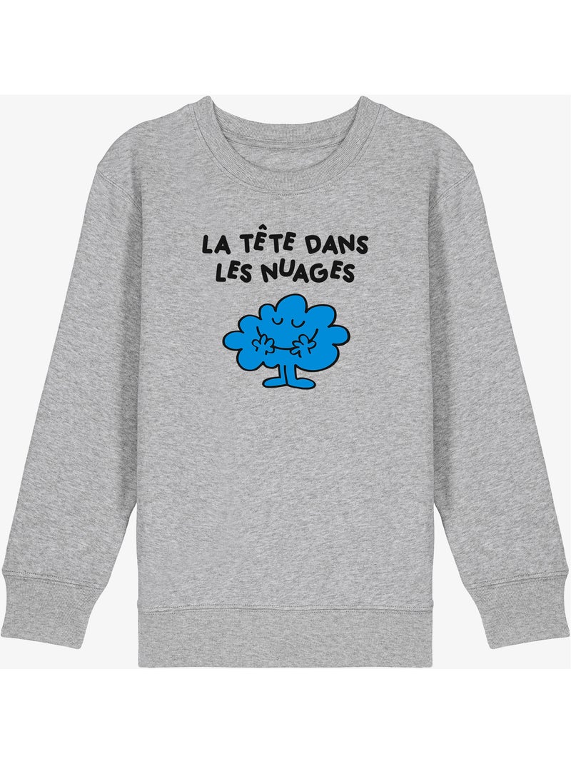 Sweat Enfant LA TETE DANS LES NUAGES 2 Gris chiné - Kiabi
