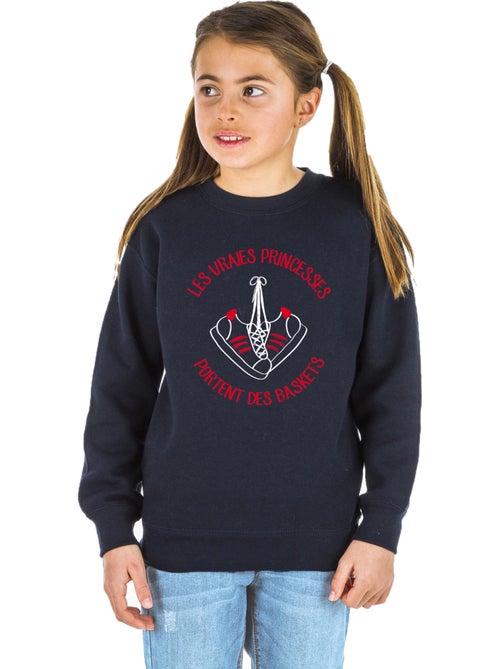 Sweat Enfant LES VRAIES PRINCESSES PORTENT DES BASKETS - Kiabi