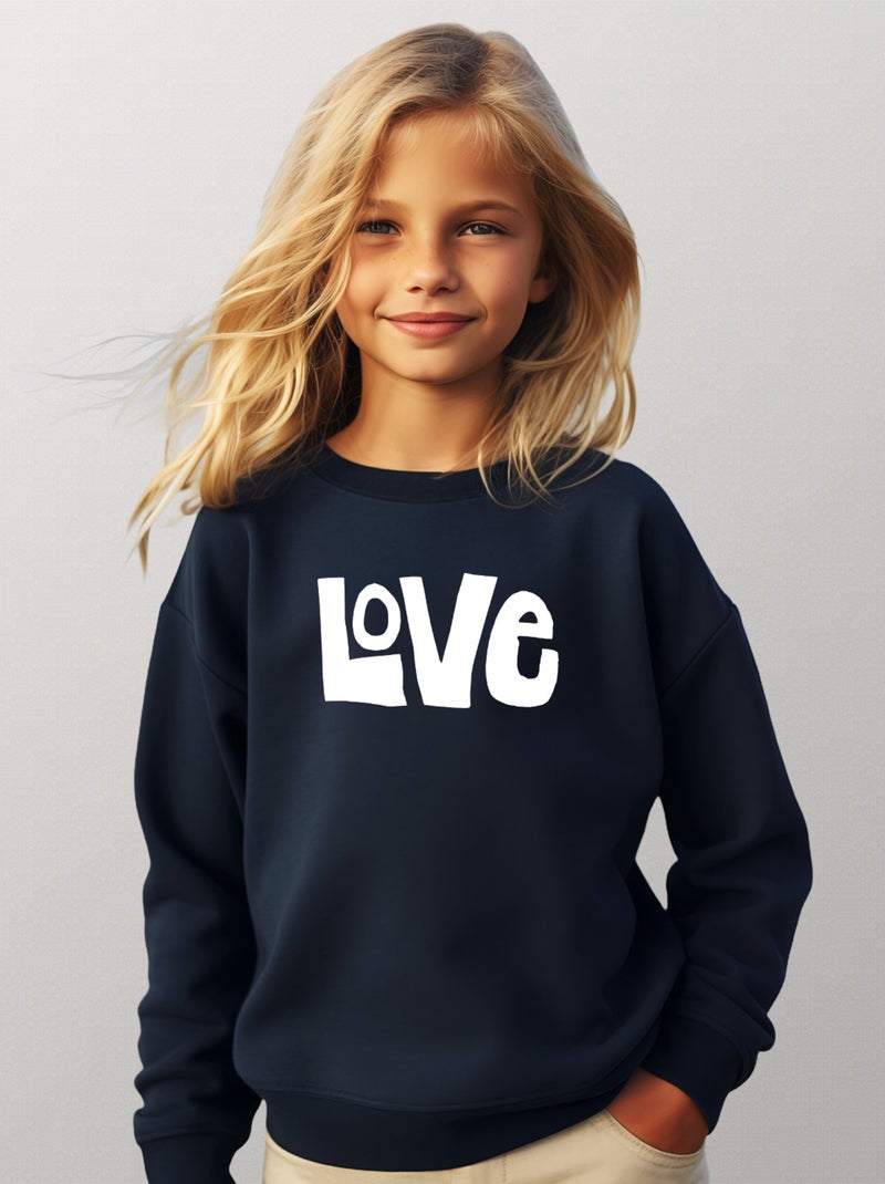 Sweat Enfant LOVE Bleu marine - Kiabi