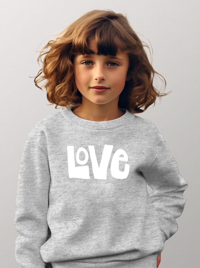 Sweat Enfant LOVE Gris chiné - Kiabi