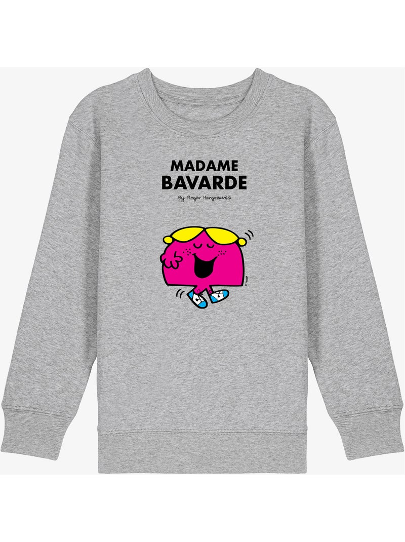 Sweat Enfant MADAME BAVARDE Gris chiné - Kiabi