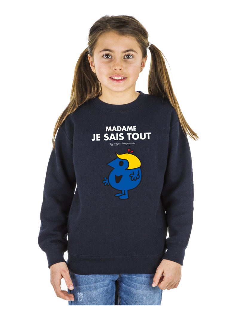 Sweat Enfant MADAME JE SAIS TOUT Bleu marine - Kiabi