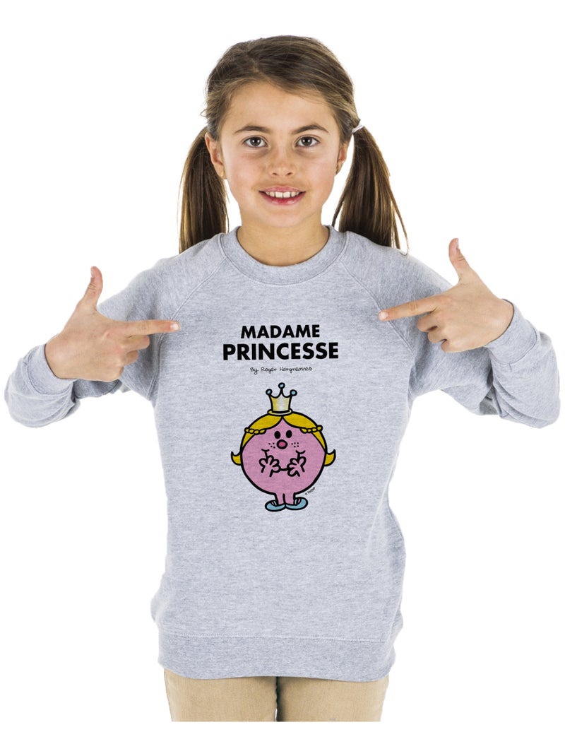 Sweat Enfant MADAME PRINCESSE Gris chiné - Kiabi