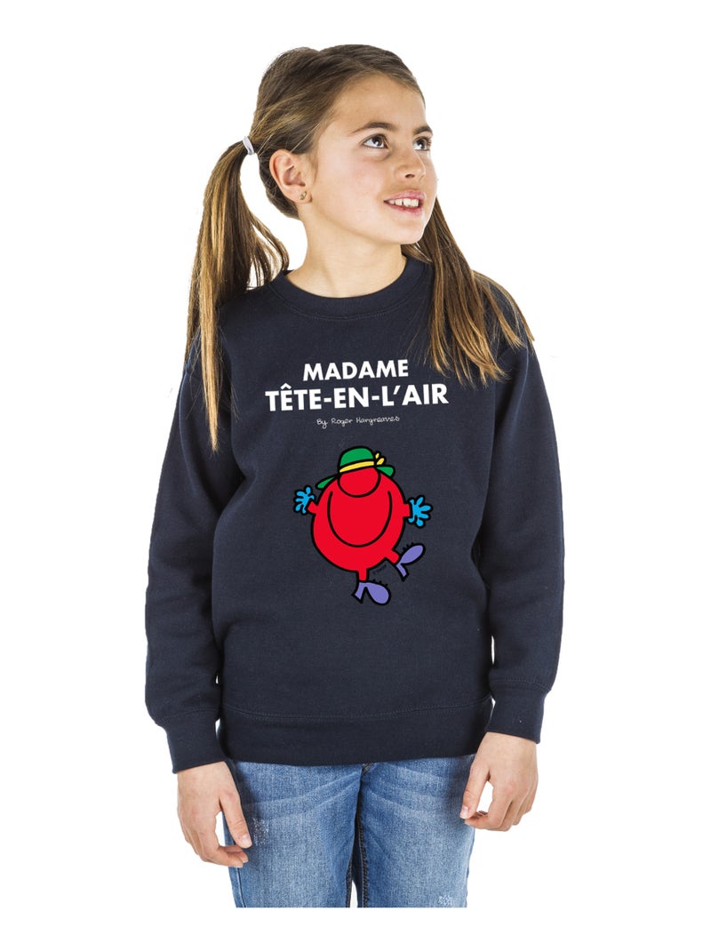 Sweat Enfant MADAME TÊTE EN L'AIR Bleu marine - Kiabi