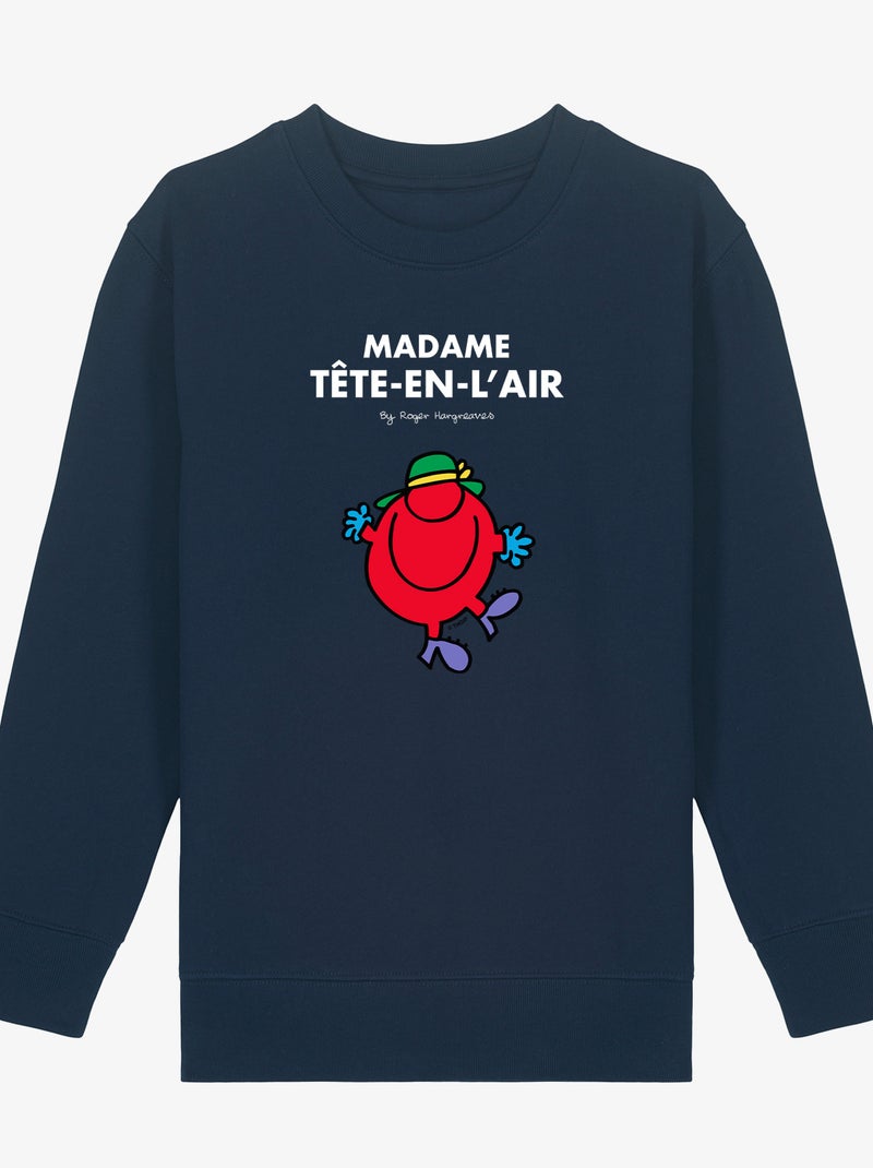 Sweat Enfant MADAME TÊTE EN L'AIR Bleu marine - Kiabi