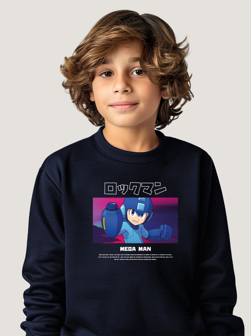 Sweat Enfant MEGAMAN 3 Bleu marine - Kiabi